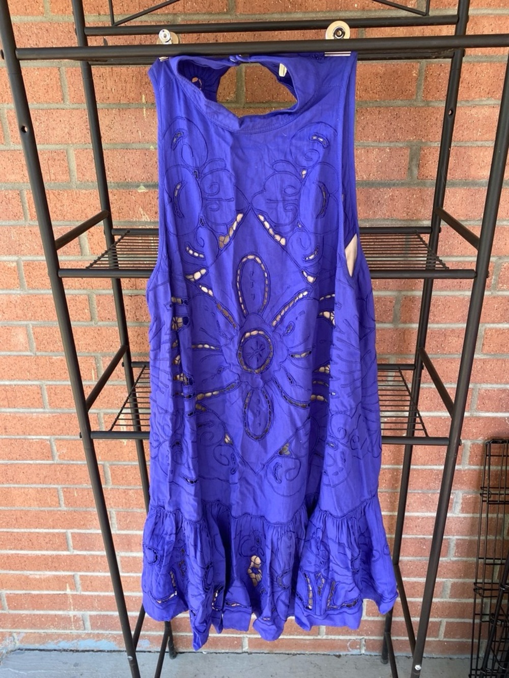 Free People Electric Blue Embroidered Cutout Dress